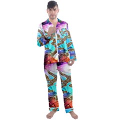 Browning Deer Glitter Galaxy Men s Long Sleeve Satin Pajamas Set by artworkshop