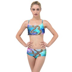 Browning Deer Glitter Galaxy Layered Top Bikini Set by artworkshop