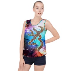 Browning Deer Glitter Galaxy Bubble Hem Chiffon Tank Top by artworkshop