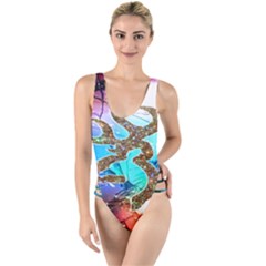 Browning Deer Glitter Galaxy High Leg Strappy Swimsuit by artworkshop