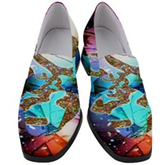 Browning Deer Glitter Galaxy Women s Chunky Heel Loafers by artworkshop