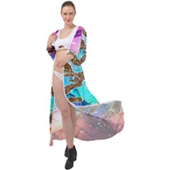 Browning Deer Glitter Galaxy Maxi Chiffon Beach Wrap by artworkshop