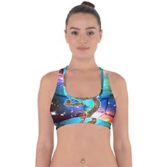 Browning Deer Glitter Galaxy Cross Back Hipster Bikini Top  by artworkshop