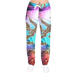 Browning Deer Glitter Galaxy Women Velvet Drawstring Pants by artworkshop