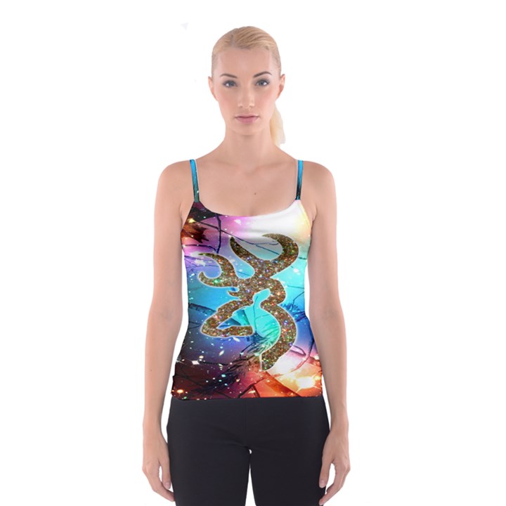 Browning Deer Glitter Galaxy Spaghetti Strap Top