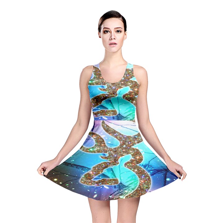 Browning Deer Glitter Galaxy Reversible Skater Dress