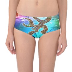 Browning Deer Glitter Galaxy Mid-waist Bikini Bottoms by artworkshop