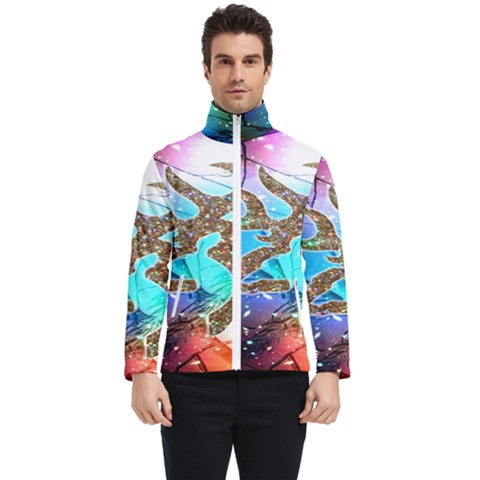 Browning Deer Glitter Galaxy Men s Bomber Jacket by artworkshop