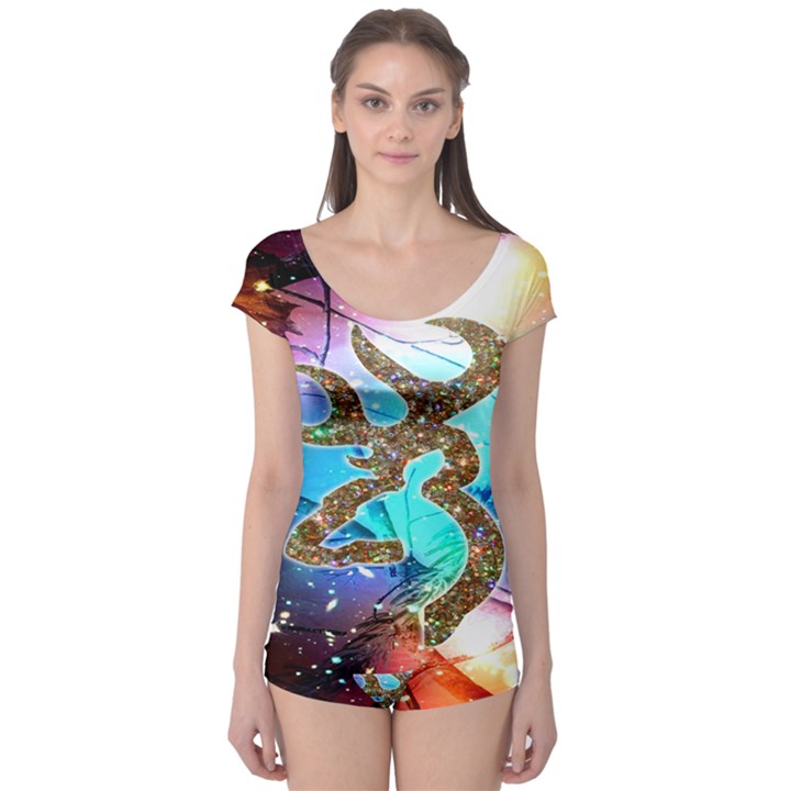 Browning Deer Glitter Galaxy Boyleg Leotard 