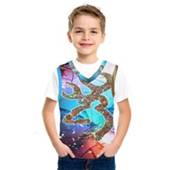 Browning Deer Glitter Galaxy Kids  Basketball Tank Top by artworkshop