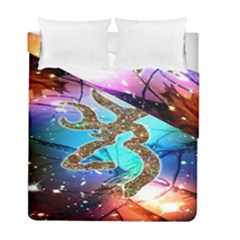 Browning Deer Glitter Galaxy Duvet Cover Double Side (full/ Double Size) by artworkshop