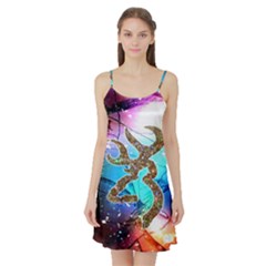 Browning Deer Glitter Galaxy Satin Night Slip by artworkshop