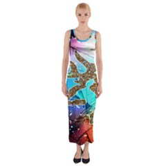 Browning Deer Glitter Galaxy Fitted Maxi Dress by artworkshop