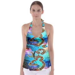 Browning Deer Glitter Galaxy Babydoll Tankini Top by artworkshop