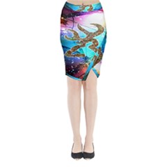 Browning Deer Glitter Galaxy Midi Wrap Pencil Skirt by artworkshop