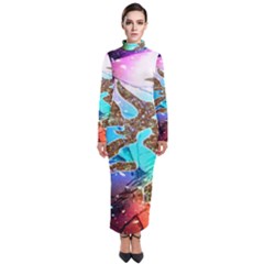 Browning Deer Glitter Galaxy Turtleneck Maxi Dress by artworkshop