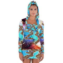 Browning Deer Glitter Galaxy Long Sleeve Hooded T-shirt by artworkshop