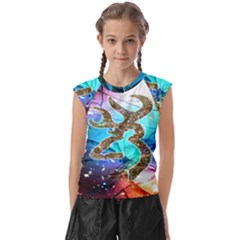 Browning Deer Glitter Galaxy Kids  Raglan Cap Sleeve Tee by artworkshop