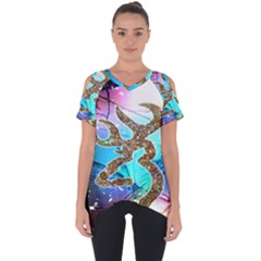 Browning Deer Glitter Galaxy Cut Out Side Drop Tee by artworkshop