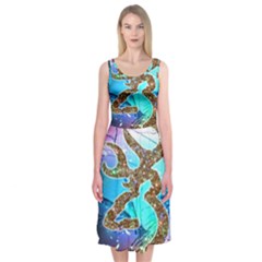 Browning Deer Glitter Galaxy Midi Sleeveless Dress by artworkshop