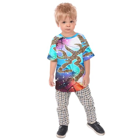 Browning Deer Glitter Galaxy Kids  Raglan Tee by artworkshop