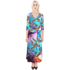 Browning Deer Glitter Galaxy Quarter Sleeve Wrap Maxi Dress by artworkshop