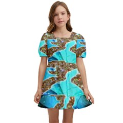 Browning Deer Glitter Galaxy Kids  Short Sleeve Dolly Dress