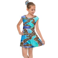 Browning Deer Glitter Galaxy Kids  Cap Sleeve Dress by artworkshop