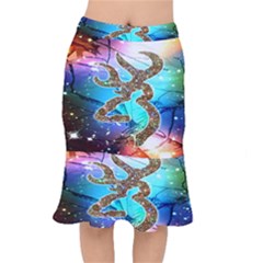 Browning Deer Glitter Galaxy Short Mermaid Skirt by artworkshop