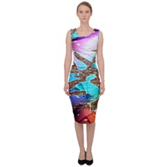 Browning Deer Glitter Galaxy Sleeveless Pencil Dress