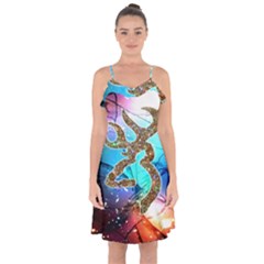 Browning Deer Glitter Galaxy Ruffle Detail Chiffon Dress by artworkshop