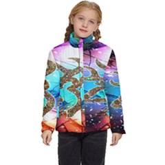 Browning Deer Glitter Galaxy Kids  Puffer Bubble Jacket Coat by artworkshop