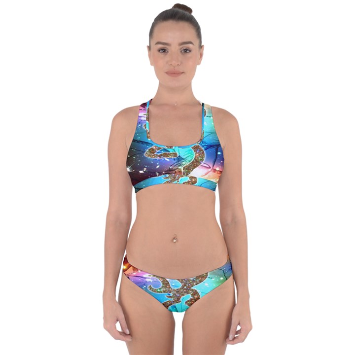 Browning Deer Glitter Galaxy Cross Back Hipster Bikini Set