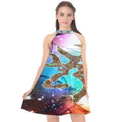 Browning Deer Glitter Galaxy Halter Neckline Chiffon Dress  by artworkshop