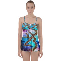 Browning Deer Glitter Galaxy Babydoll Tankini Set by artworkshop