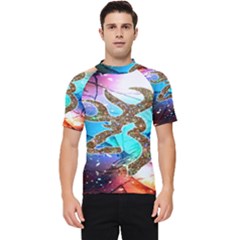 Browning Deer Glitter Galaxy Men s Short Sleeve Rash Guard by artworkshop