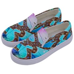 Browning Deer Glitter Galaxy Kids  Canvas Slip Ons by artworkshop