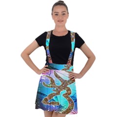 Browning Deer Glitter Galaxy Velvet Suspender Skater Skirt by artworkshop