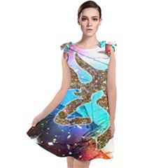 Browning Deer Glitter Galaxy Tie Up Tunic Dress by artworkshop