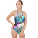 Browning Deer Glitter Galaxy High Neck One Piece Swimsuit View1