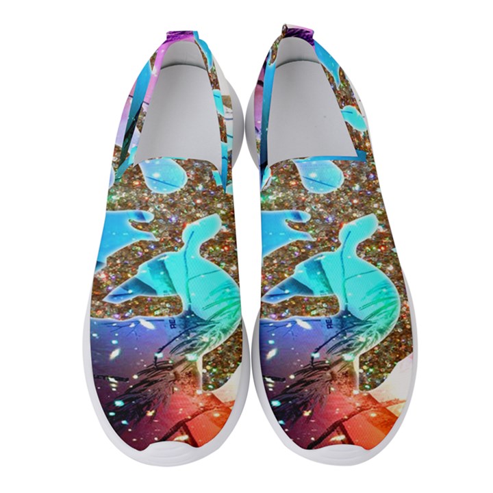 Browning Deer Glitter Galaxy Women s Slip On Sneakers