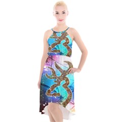 Browning Deer Glitter Galaxy High-low Halter Chiffon Dress  by artworkshop