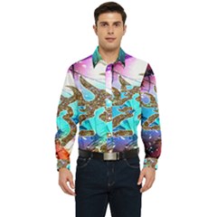 Browning Deer Glitter Galaxy Men s Long Sleeve Pocket Shirt  by artworkshop