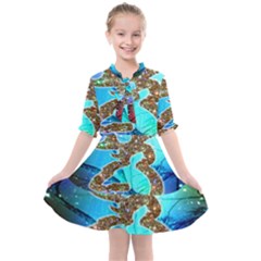 Browning Deer Glitter Galaxy Kids  All Frills Chiffon Dress by artworkshop