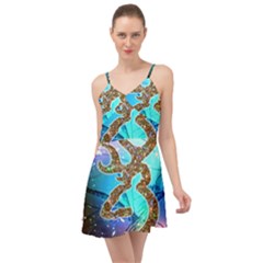 Browning Deer Glitter Galaxy Summer Time Chiffon Dress by artworkshop