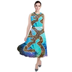 Browning Deer Glitter Galaxy Round Neck Boho Dress by artworkshop