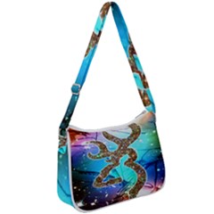 Browning Deer Glitter Galaxy Zip Up Shoulder Bag by artworkshop