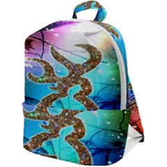 Browning Deer Glitter Galaxy Zip Up Backpack by artworkshop