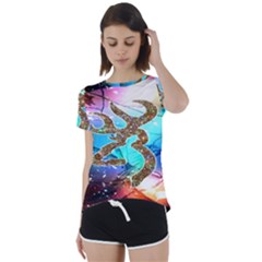 Browning Deer Glitter Galaxy Short Sleeve Foldover Tee by artworkshop