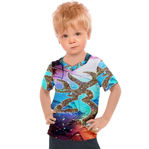 Browning Deer Glitter Galaxy Kids  Sports Tee by artworkshop